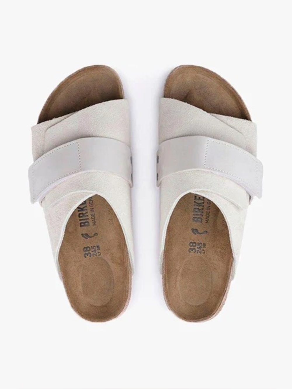 BIRKENSTOCK Women’s Beige Kyoto Nubuck-Suede Leather Slide Sandals Size 39